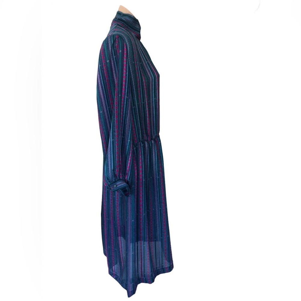 🌿 NORMAN HARTNELL 🌿 UK designer vintage long sleeve dress size 18 - Picture 2 of 6